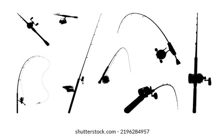 Fishing Rod Silhouette. 
Types Of Fishing Rods: Spin, Casting, Fly, Surf, Boat, Trolling, Ice.