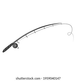 Fishing rod Silhouette vector isolated on white background. Fishing Silhouettes vector illustration. Perfectly for fishing shops logo.