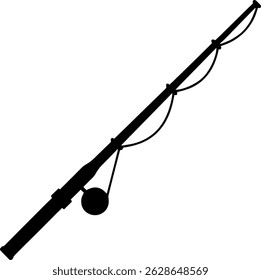 Silhueta simples da vara de pesca, desenho plano ícone da vetor da vara de pesca ilustração