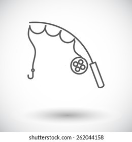 Fishing rod. Single flat icon on white background. Vector illustration.