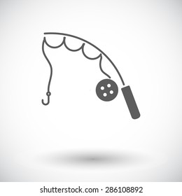 Fishing rod. Single flat icon on white background. Vector illustration.