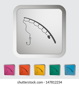 Fishing rod. Single icon. Vector illustration.