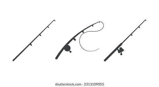 Fishing rod and spinning rod in black color.