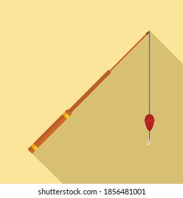 Fishing rod stick icon. Flat illustration of fishing rod stick vector icon for web design