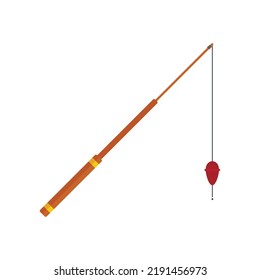 Fishing rod stick icon. Flat illustration of fishing rod stick vector icon isolated on white background