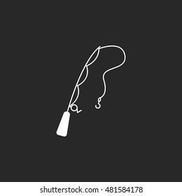 Fishing rod symbol sign silhouette icon on background