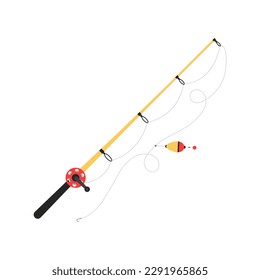 Fishing rod, fishing tackle, vector illustration