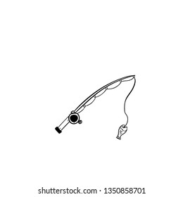 fishing rod tool doodle vector