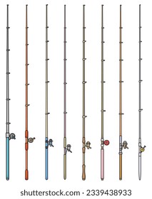 Fishing rod vector color set icon. Vector illustration float of bobber on white background. Isolated color set icon fishing rod.