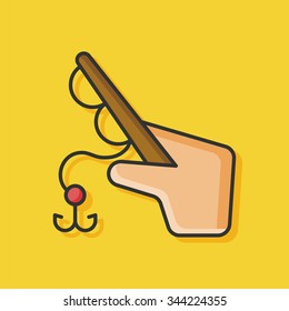 Fishing rod vector icon