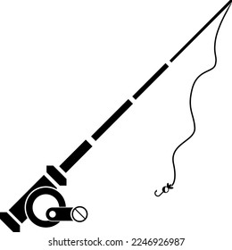fishing rod vector icon black