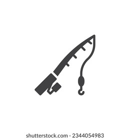 Fishing rod vector icon. filled flat sign for mobile concept and web design. Fishing rod glyph icon. Symbol, logo illustration. Vector graphics