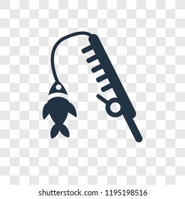 Fishing Rod vector icon isolated on transparent background, Fishing Rod transparency logo concept