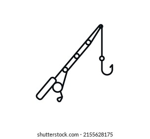 Fishing rod vector icon isolated on white background.
