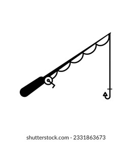 Fishing Rod vector icon set in black color.