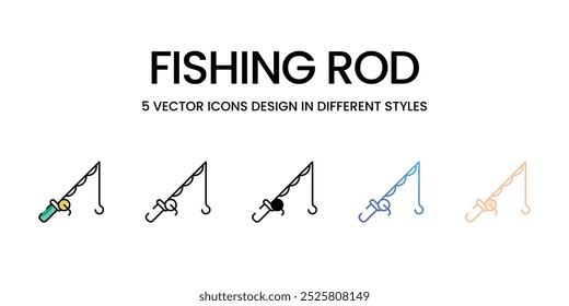 Fishing Rod vector icons set stock illustration