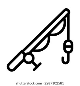 Fishing Rod Vector Line Icon Design