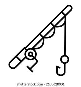 Fischereistange Vektor-Rahmensymbol einzeln auf weißem Hintergrund
