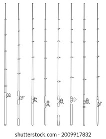Fishing rod vector outline set icon. Vector illustration float of bobber on white background. Isolated outline set icon fishing rod.