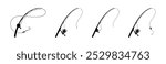 Fishing rod vector silhouettes. Fishing rod icons