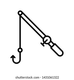 Fishing rod vector, Summer Holiday related line style icon