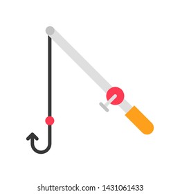 Fishing rod vector, Summer Holiday related flat style icon