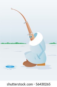 Fishing rod for winter fishing is fishing near the hole
