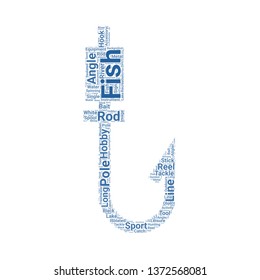 fishing rod word cloud. tag cloud about fishing rod