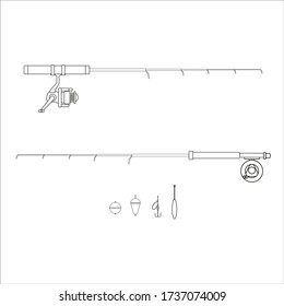 fishing rods and accessories. illustration for web and mobile design.