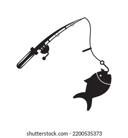 Icono de pesca con barras de pesca | Ilustración del vector negro |