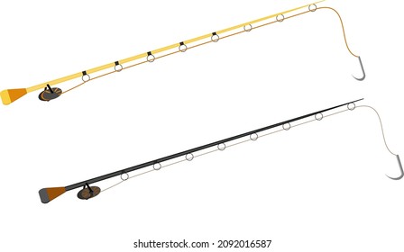 Fishing rods, illustration, vector on a white background.