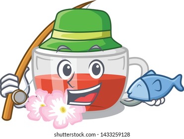 Fishing rosehip tea isolated with the cartoon