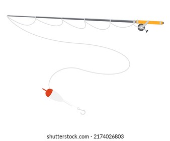 Fishing rot with float vector illustration on white background