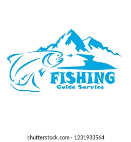 fishing salmon with mountain background