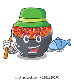 Fishing salmon roe character ready to eat