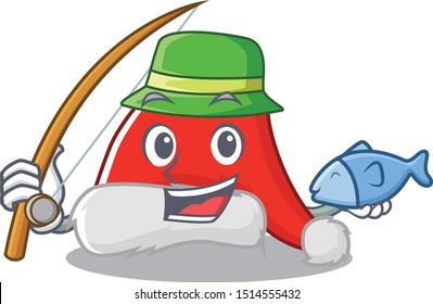 Fishing santa hat character shaped in cartoon