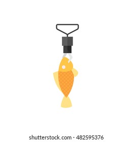 Fishing scale icon in flat color style. Water sport activity fish weight
