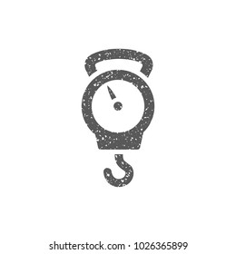 Fishing scale icon in grunge texture. Vintage style vector illustration.