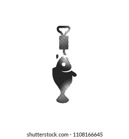 Fishing scale icon in halftone style. Black and white monochrome vector illustration.