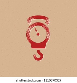 Fishing scale icon in halftone style. Grunge background vector illustration.