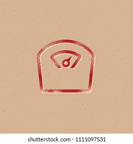 Fishing scale icon in halftone style. Grunge background vector illustration.