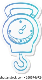 Fishing scale icon in sticker color style. Water sport activity fish weight