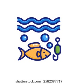 Fishing Scene with Hook and Bubbles