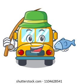 Fishing school bus mascot cartoon