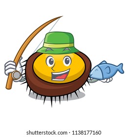 Fishing sea urchin mascot cartoon