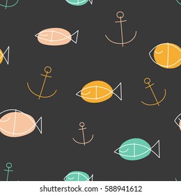 Fishing seamless pattern. Ready for printing on textile and other seamless design.