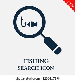 Fishing search icon. Editable Fishing search icon for web or mobile.
