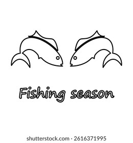 Fishing season icon on white background, vector illustration
