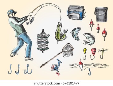 Fishing set. Color