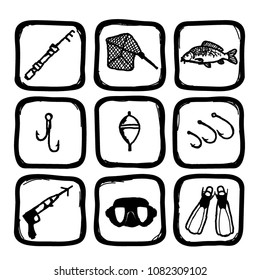 fishing set icons